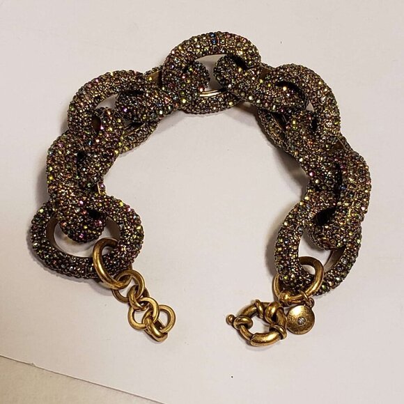 J. Crew Brass Pave Links Iconic Bracelet - Multicolor Stones - Picture 3 of 6